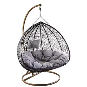 Double Seater Basket Hanging Chair 2 person Egg Swing Rattan Hammock  With Stand Gareden Furniture Nest Basket