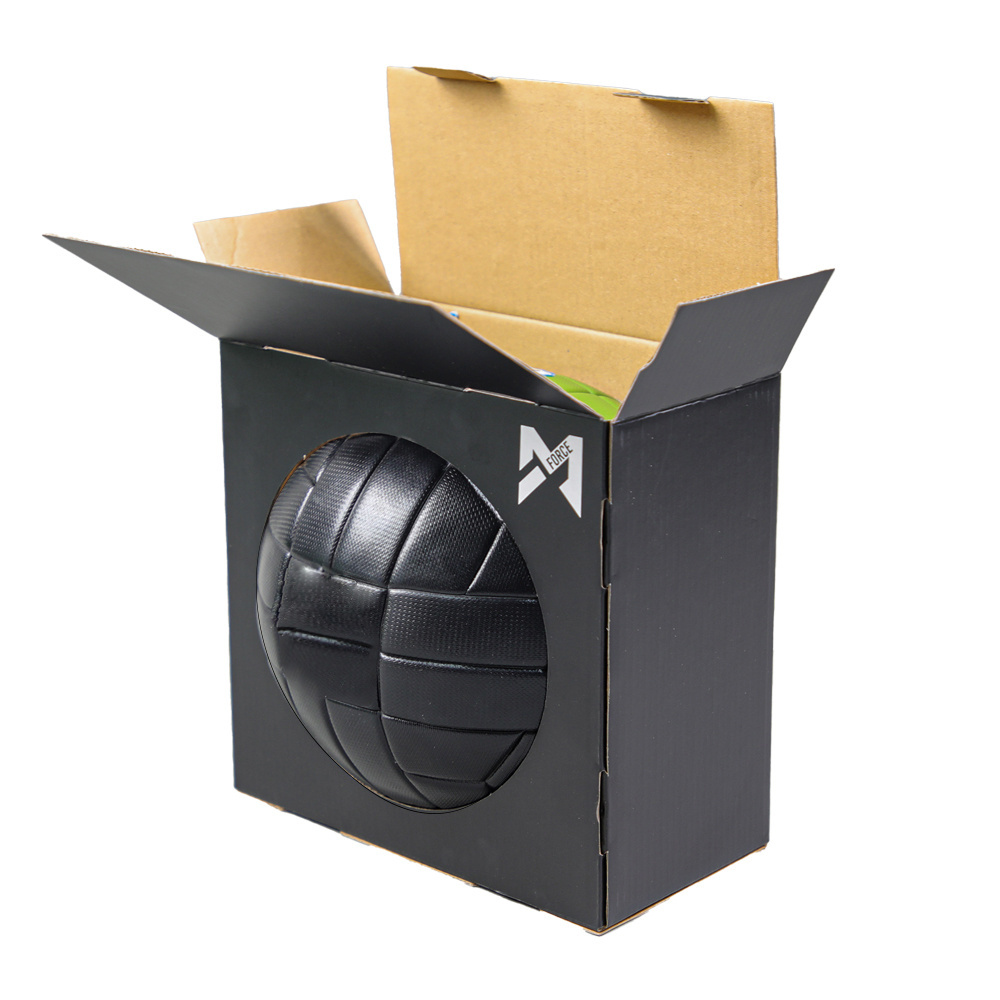 Custom Design Soccer Ball Carton Box Black Gold Foil Stamping Basketball Sport Ball Packaging for Football Display