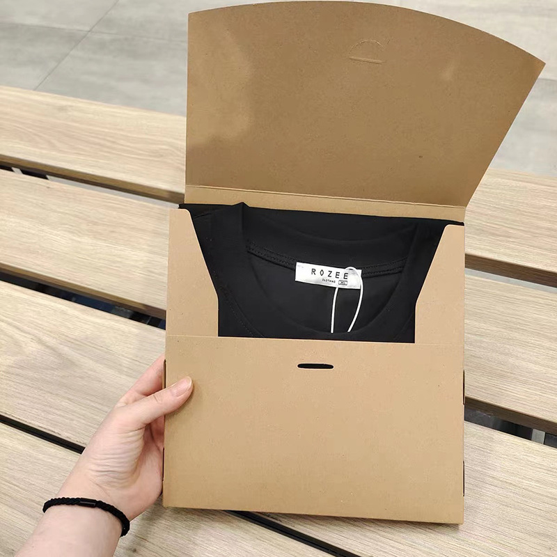 Big Size Kraft Paper Garment Custom T Shirt Box Envelope Packaging with Custom Brand Sleeve