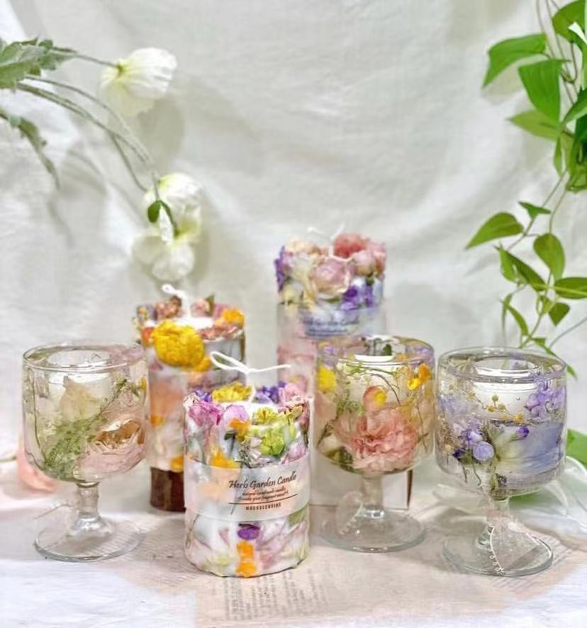 Cross-Border Ins Cylinder Everlasting Flowers Dried Flowers Roses Scented Candles Soy Wax Ornaments Home Decor Gifts