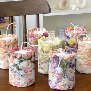 Cross-Border Ins Cylinder Everlasting Flowers Dried Flowers Roses Scented Candles Soy Wax Ornaments Home Decor Gifts