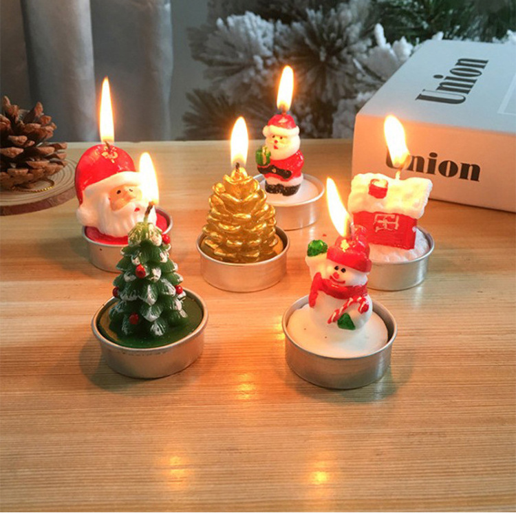 Santa Claus Vela Cera Parafina De Navidad Paraffin Wax Christmas Tree Candle Gift Set