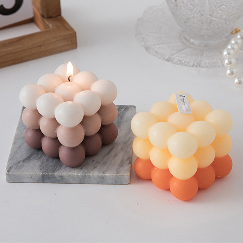 Factory Wholesale  Cute Bubble Scented Candle Gift Girls Bedroom Ins Tray Ornament  Aromatherapy Candle Magic Cube Candle