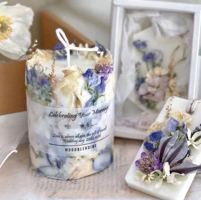 Cross-Border Ins Cylinder Everlasting Flowers Dried Flowers Roses Scented Candles Soy Wax Ornaments Home Decor Gifts