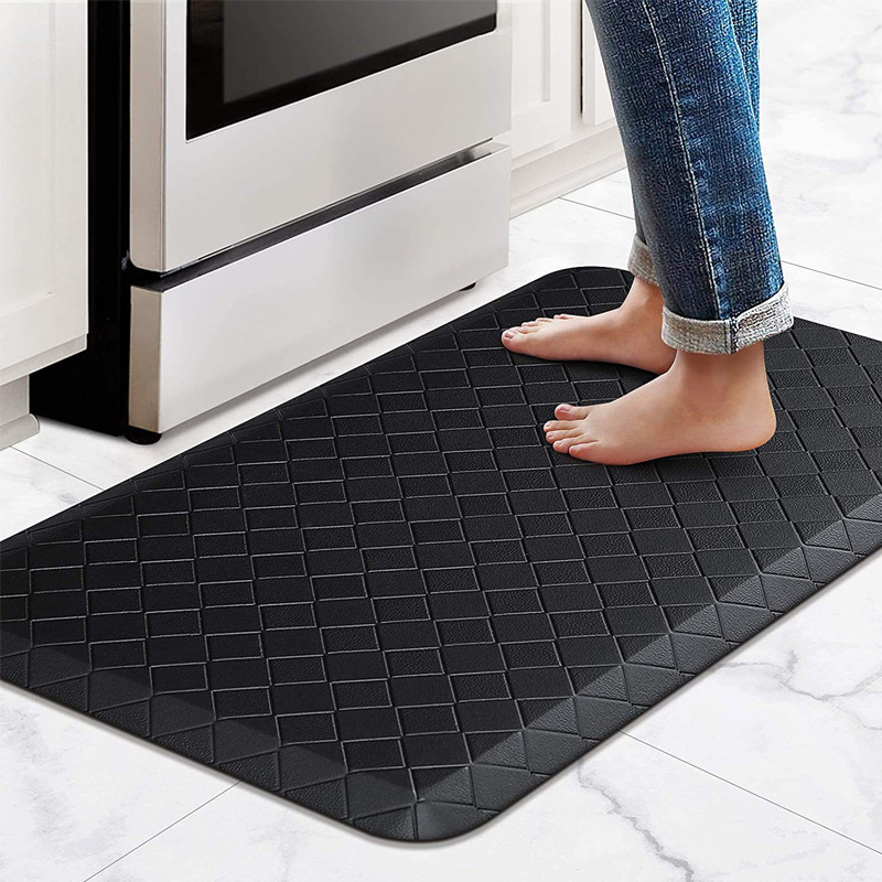 rubber backed pu leather waterproof pad Rectangular anti slip floor mat bathroom kitchen carpet