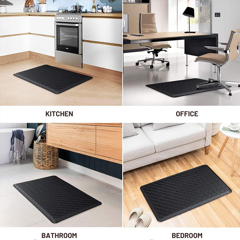 rubber backed pu leather waterproof pad Rectangular anti slip floor mat bathroom kitchen carpet