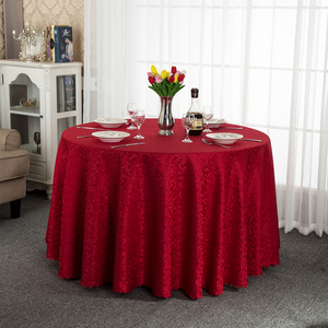 Best Sale Jacquard Table Decoration Covers Wedding Red Circle Round Table Cloth For Banquet Party Polyester Satin Tablecloth