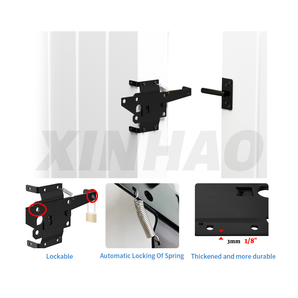 XINHAO quality assured black self locking latch for wooden fence gate latch