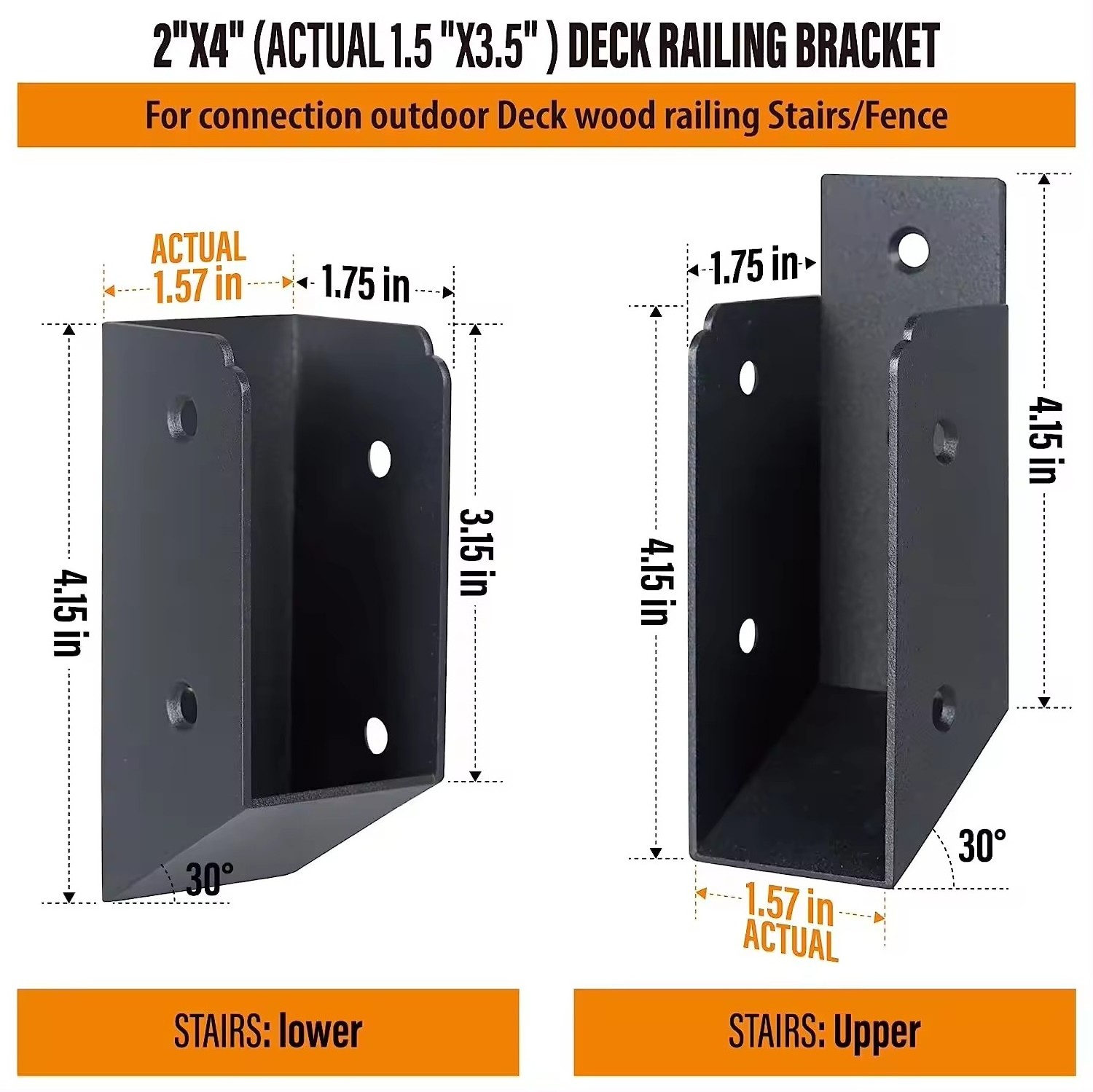 2x4 Stair deck railing bracket connector 30 Degree Wood deck railing Bracket