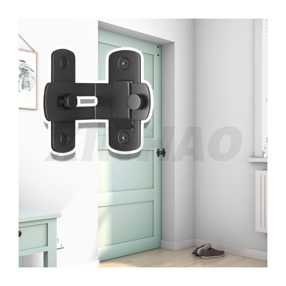 Matt Black Barn Door Antique Lock 90 Degree Sliding barn Door Latch and Flip Door Lock Bi-Fold Gate Hasp for Bathroom