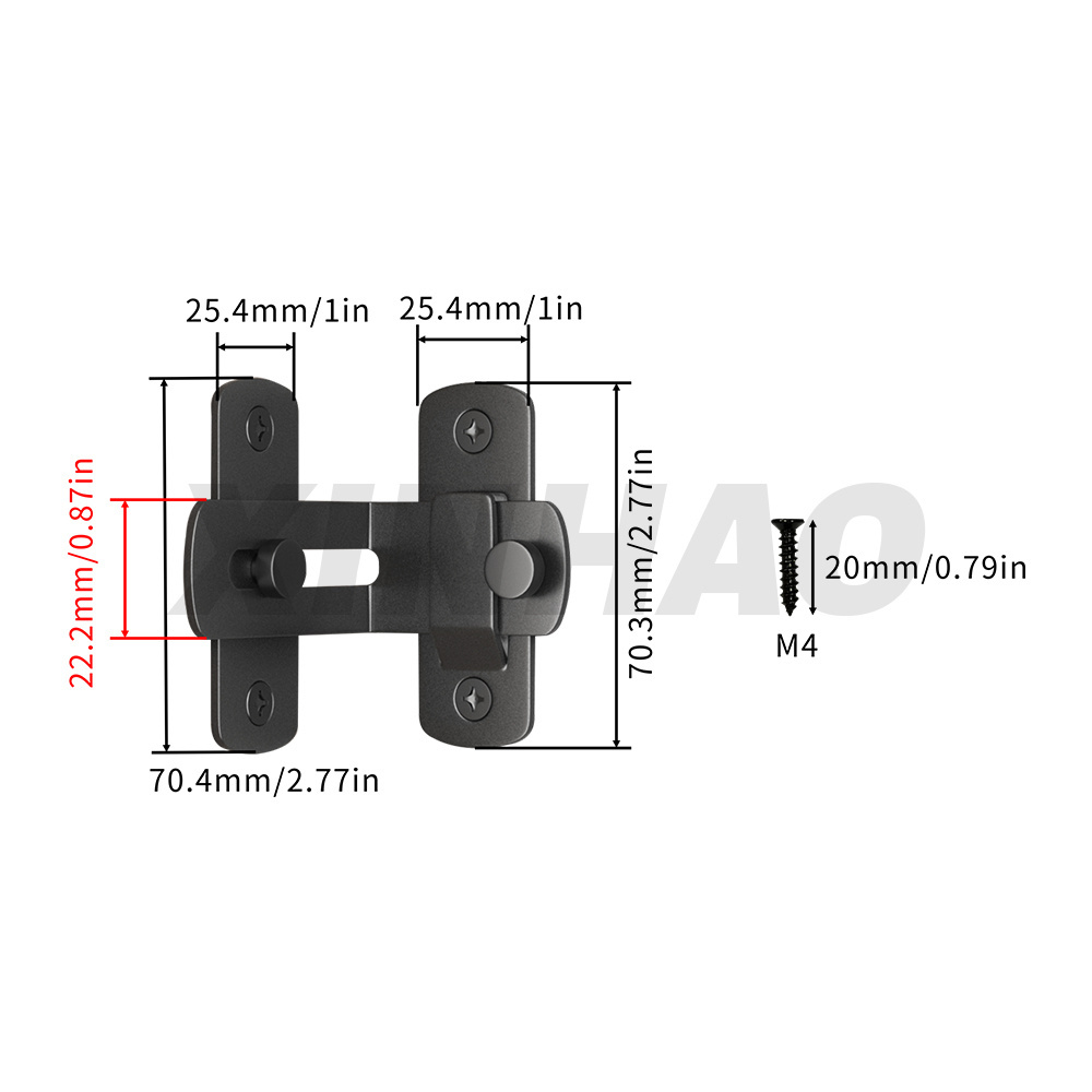 Matt Black Barn Door Antique Lock 90 Degree Sliding barn Door Latch and Flip Door Lock Bi-Fold Gate Hasp for Bathroom