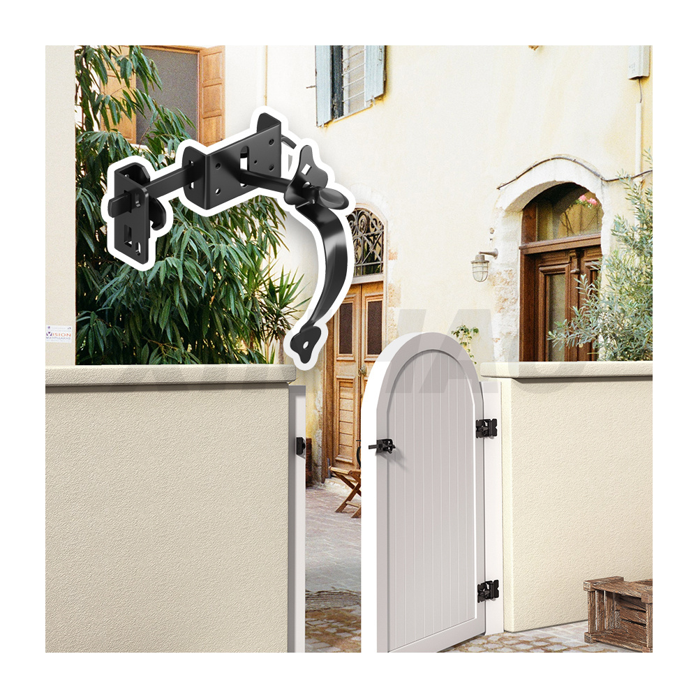 Heavy Duty Self Locking Gate Thumb Latch Hardware Wooden Fence  Latches with 8 inch Handle, Gate Kit for Outdoor Wooden Fence