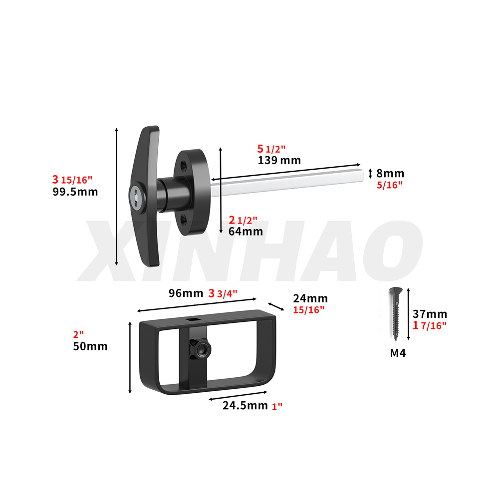 Garage Door Handle, Replacement Garage Door Shed Door Lock T Handle Shed T-Handle Lock kit Manufacturer