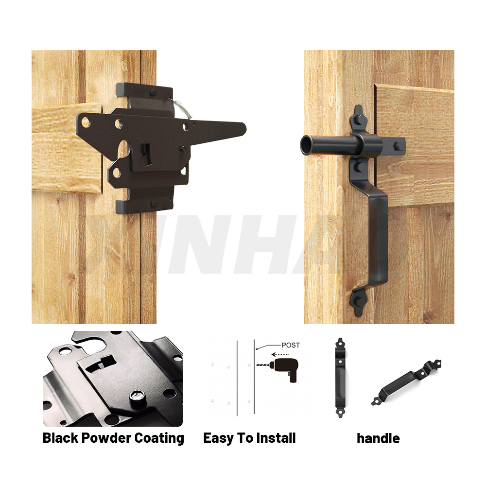 Heavy Duty  Gate Latch for Wooden Fence Post Mount Automatic Gate Lock Gravity Door Latch Hardware for Secure Pool