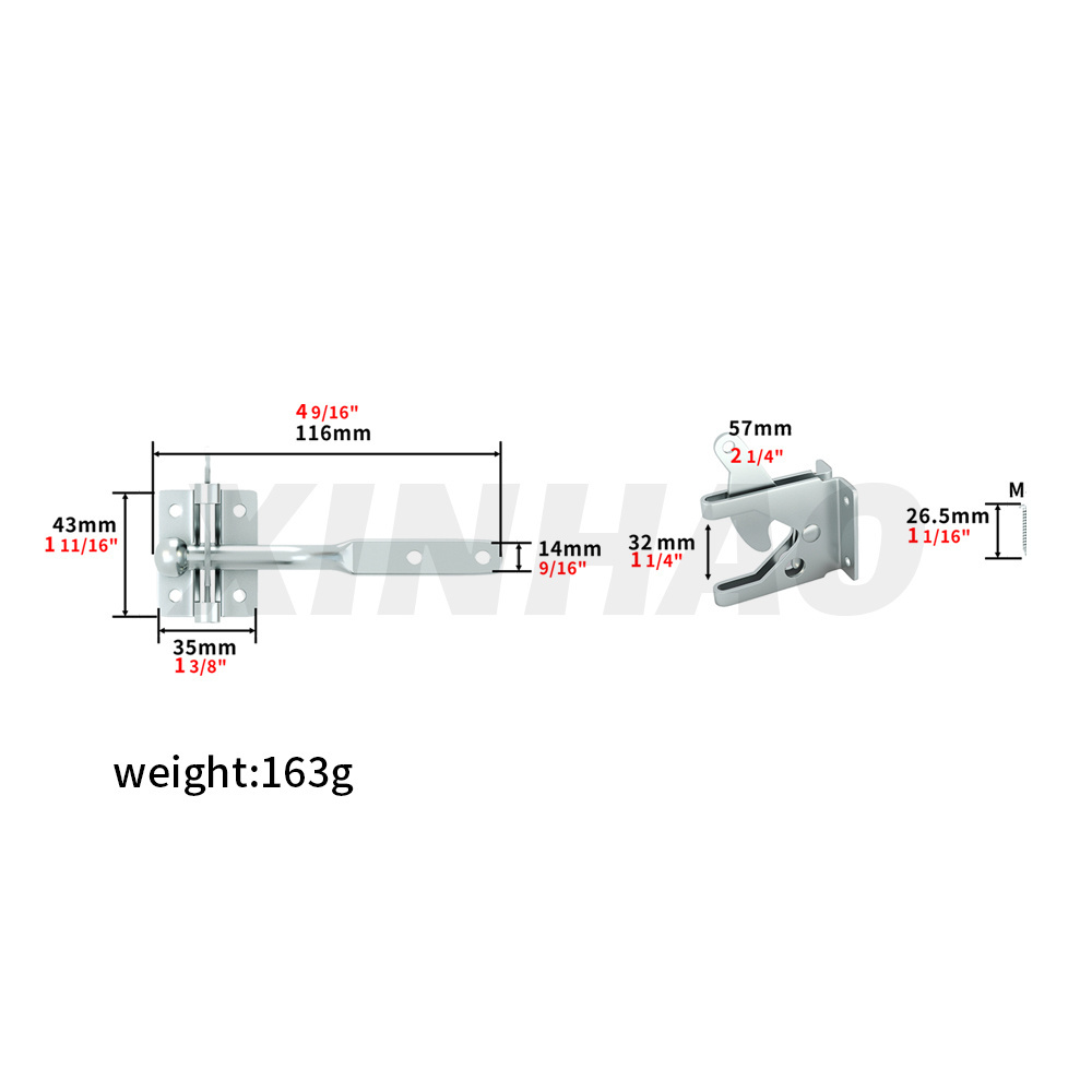 High Quality Metal Galvanized Gate Latch Self Locking Automatically for Out Fence Gate Door