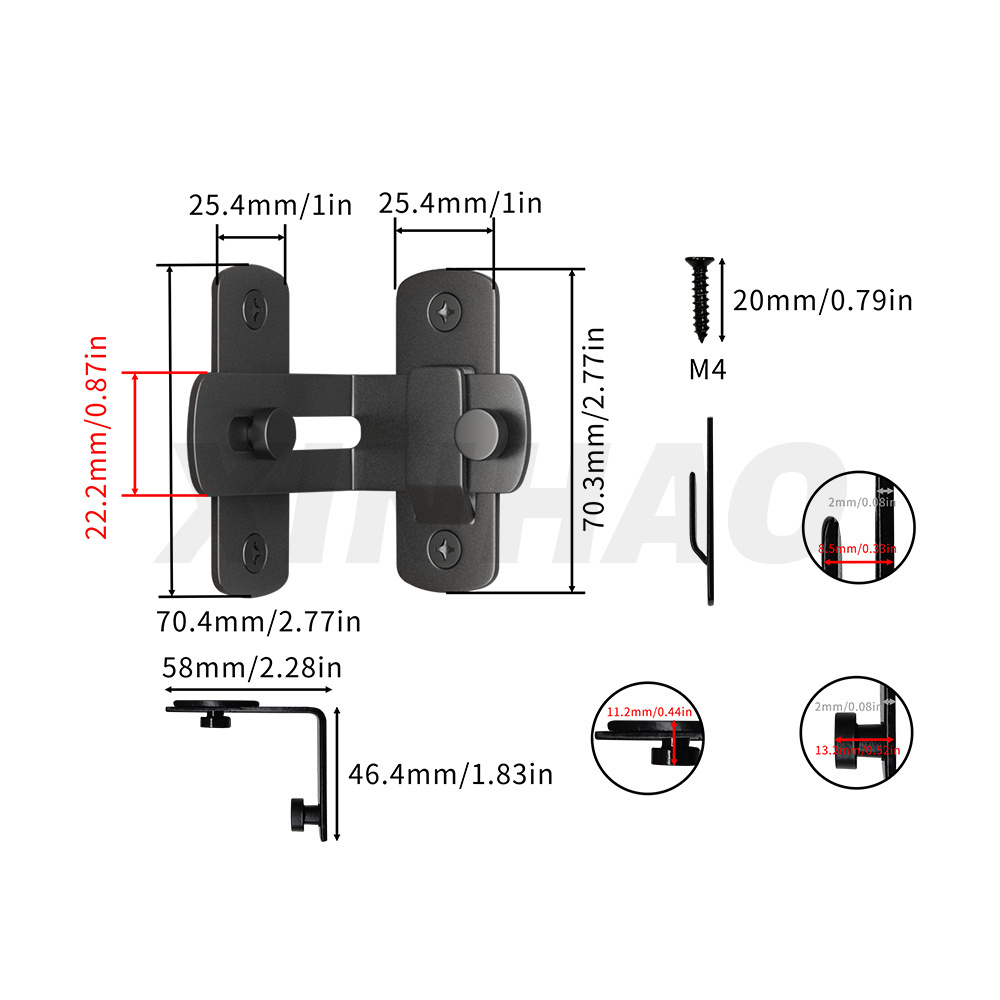 Stylish Barn Door Lock Latch For Double-door Sliding Lock Zinc Alloy Security Door Lock