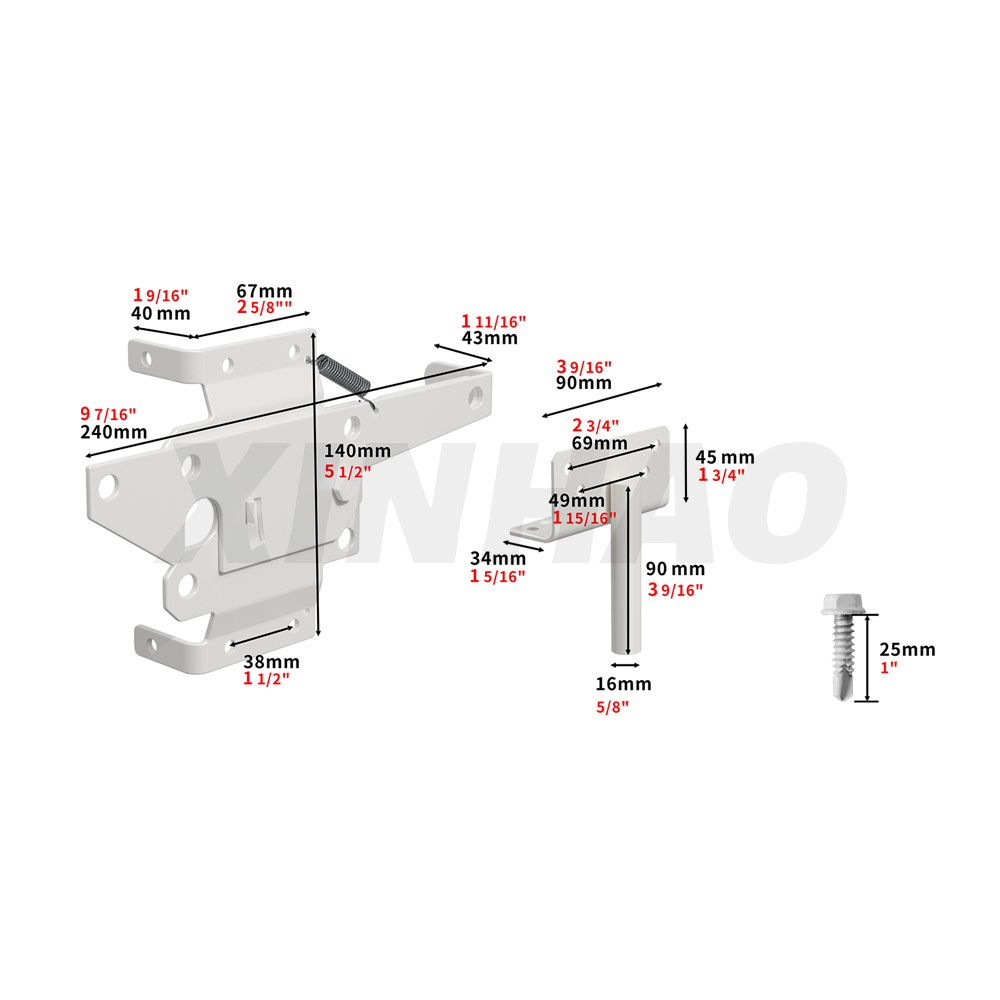 Easy To Install Self-Closing Heavy Duty Fence Gate Latch For Wooden Door