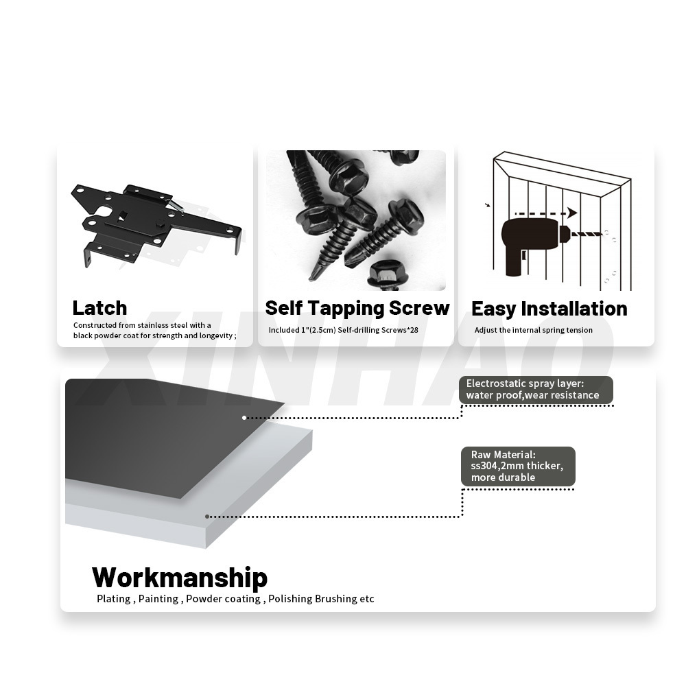 Upgrade Self-Locking Gate Latch for Wooden Fence Heavy Duty  Automatic Gravity Lever Door Latches