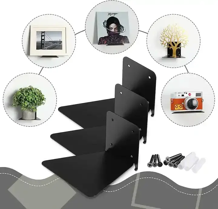 Heavy Duty Book Organizers, Wall Mounted Bookshelf iron Storage Shelves for Bedroom, Living Room, Office