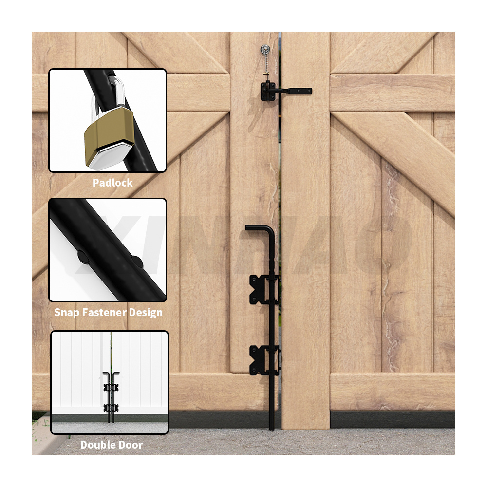 Solid  Black Bolt Gate Drop Rod Gate Latch for Duty Drop Rod Bolt Wooden Fence Gate Holding Hardware