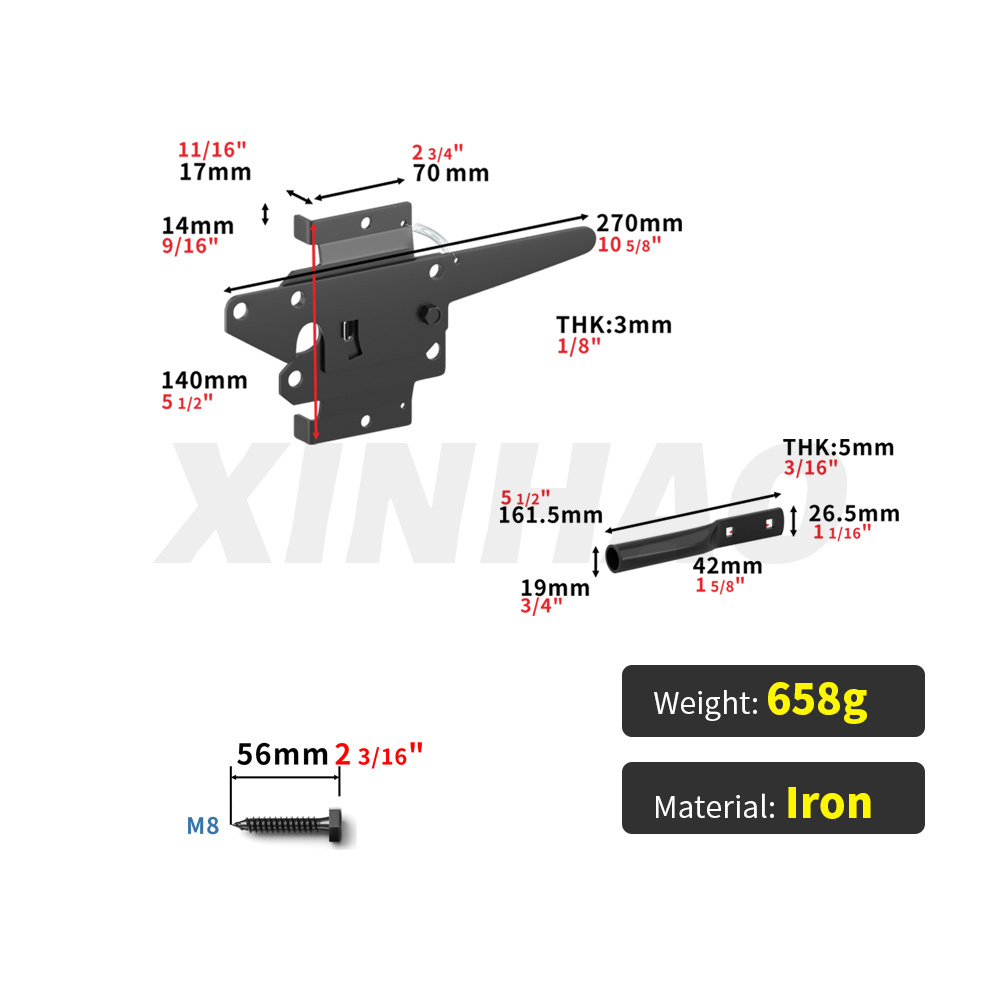 Matte Spray Surface Fence Gate Latch With Suitable For Wooden And Vinyl Fence