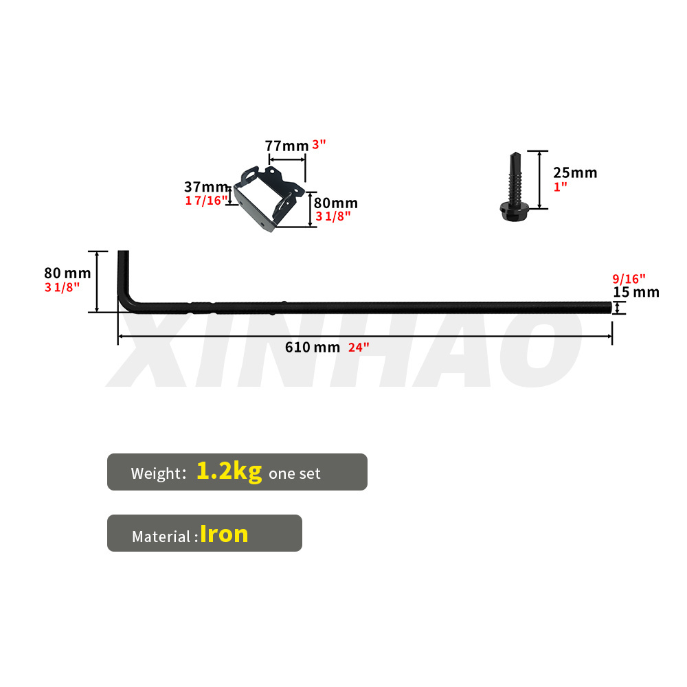 Solid  Black Bolt Gate Drop Rod Gate Latch for Duty Drop Rod Bolt Wooden Fence Gate Holding Hardware