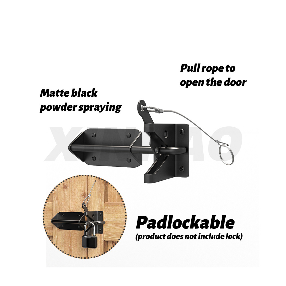 XINHAO Black Heavy Duty Gravity Fence Gate Latch for Wooden door