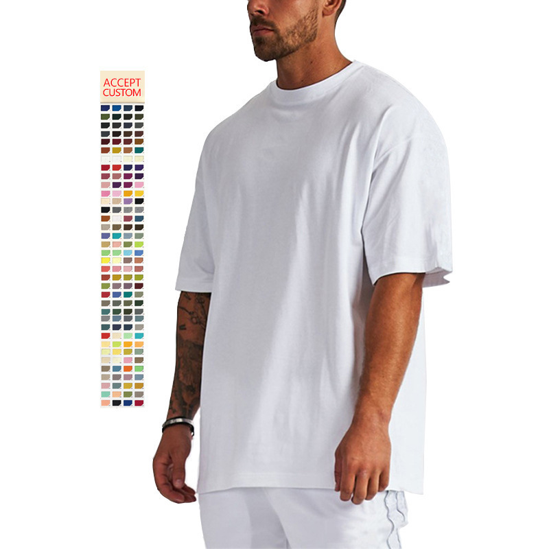 Manufacturer plus size men's shirts 230gsm Heavyweight T-Shirt 100% Thick custom Drop Shoulder cotton plain oversized tshirt