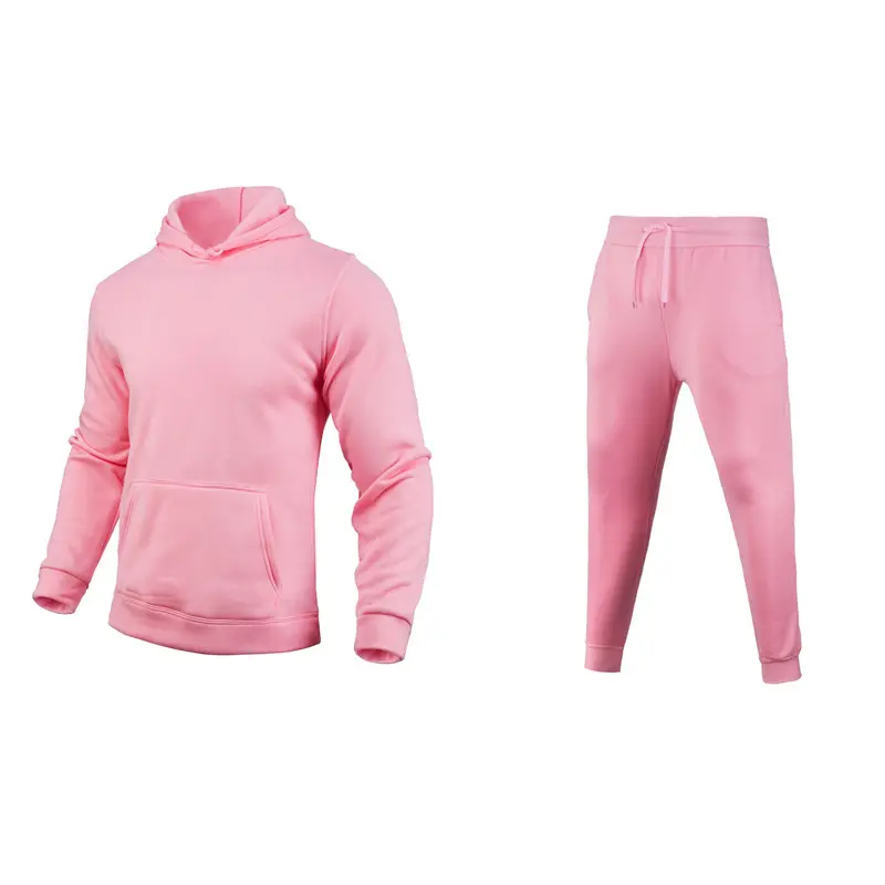 High Quality Fleece plain Tracksuits Hoodie And Jogger Set Blank Men's Hoodies Set