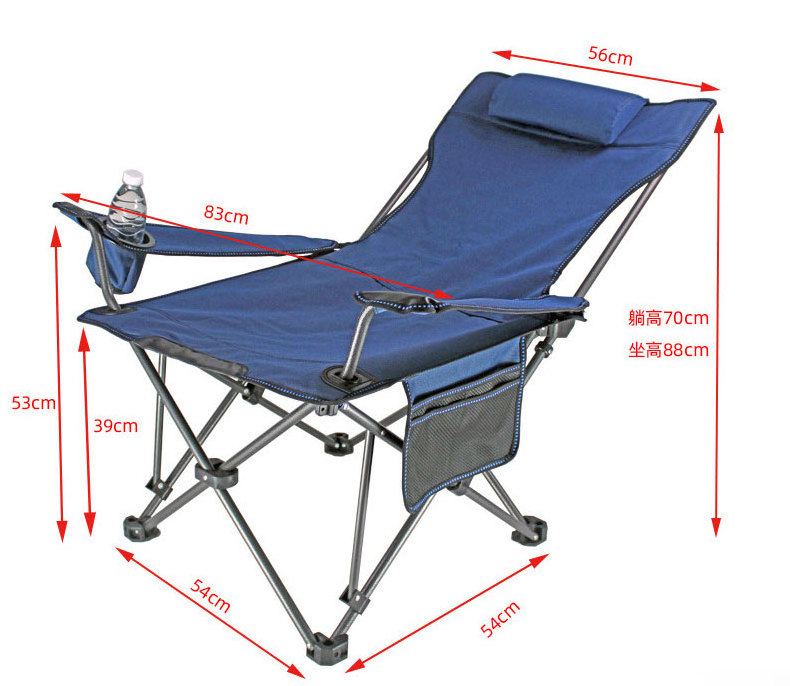 High Back Padded Lawn Outdoor Folding Camping Chair With Foldable Cup Holder Side Storage Back Pocket Single Beach Recliner