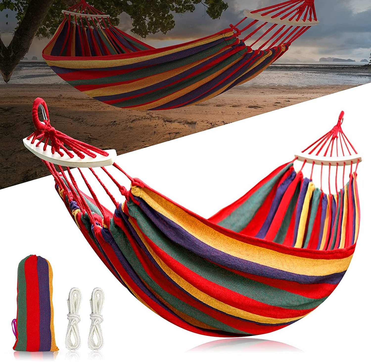 Outdoor Woven Small Hammock Portable with Carry Bag Single Double Indoor Leisure Hammock