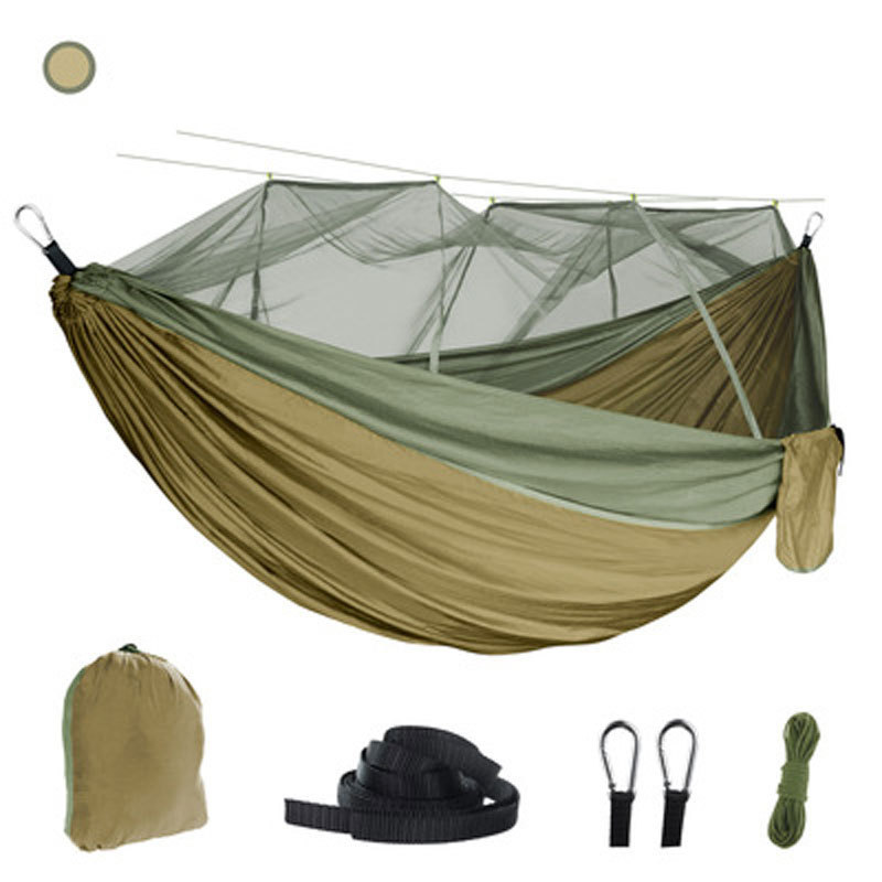 Thin outdoor mosquito net hammock with mosquito net anti-rollover camping parachute cloth anti-mosquito swing chair