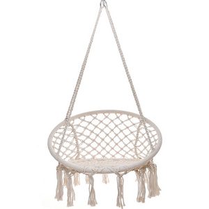 Indoor bedroom canvas tassel hanging macrame woven lightweight swing hammock chair