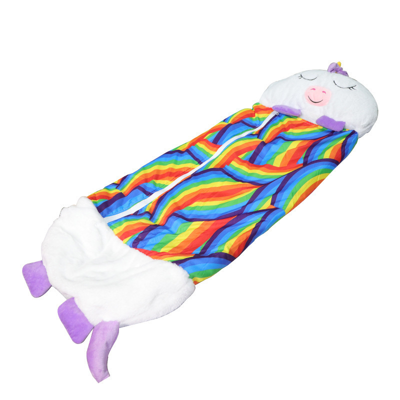 Little girl white sleeping bag kid cute animal down cotton outdoor camping sleeping bag