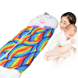 Little girl white sleeping bag kid cute animal down cotton outdoor camping sleeping bag