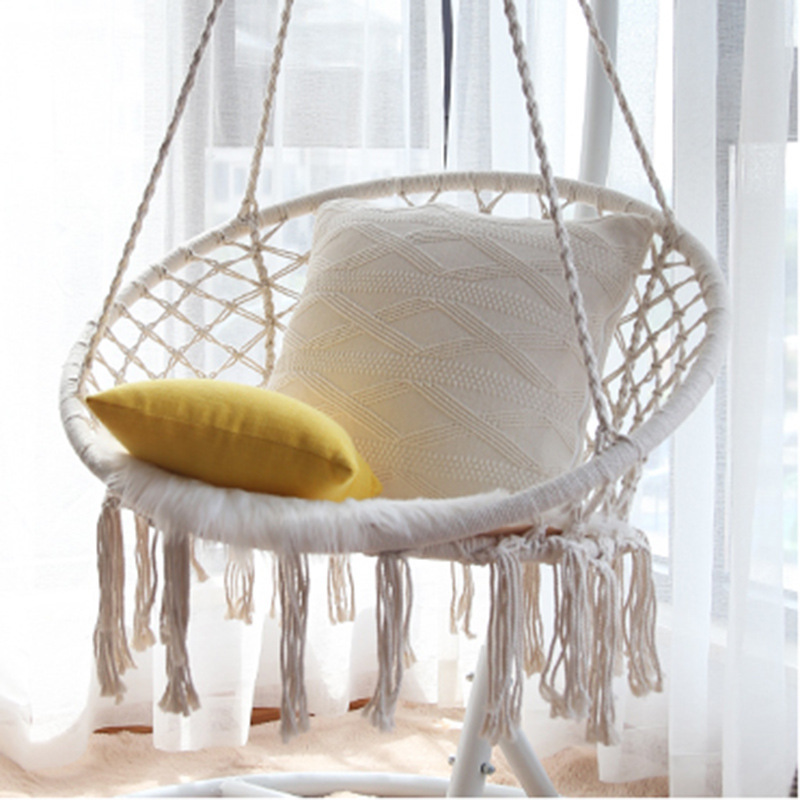 Patio swings Hanging Cotton Rope Hammock Chair Swing for Indoor and Outdoor Use