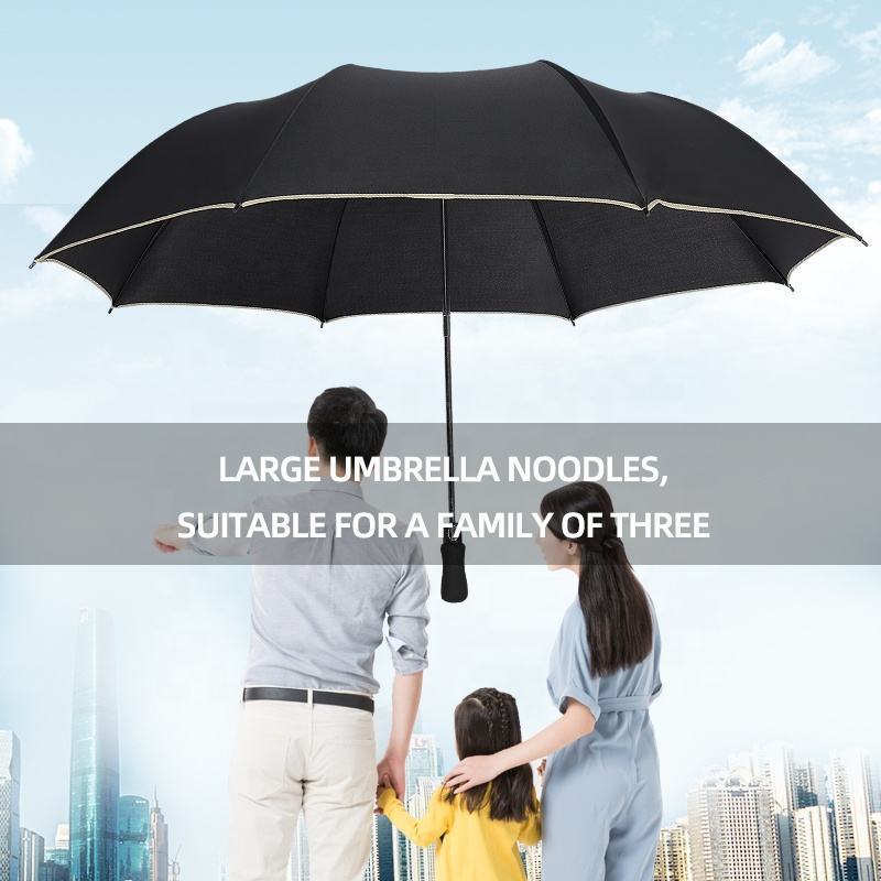 27 Inch Hot Style Men Extra Large Two Folding Umbrella Golf Foldable Sunny Parasol 8 Bone Automatic Business Umbrella