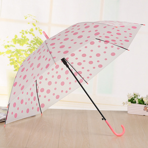 printing clear Logo letter prints dome bubble Automatic Kid Wholesale Cheap plastic handle transparent straight umbrella