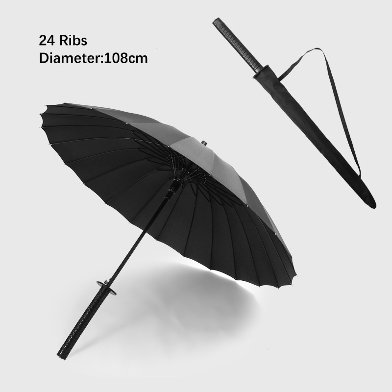 Stylish Black katana Japanese samurai Sword Katana Umbrella Sunny & Rainy Long-handle Umbrella