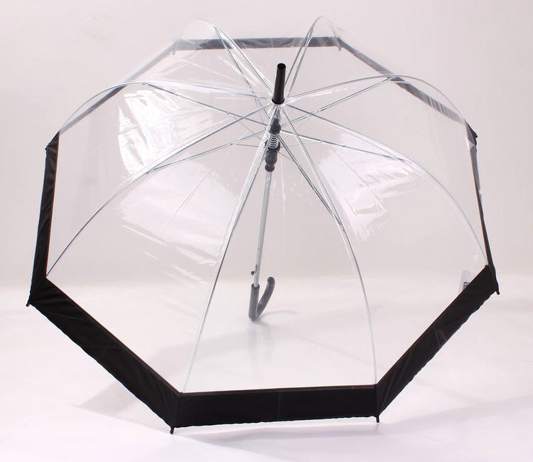 Hot sale Apollo Transparent Straight Women's Clear Mushroom Bubble Dome Umbrella With Colored Edges