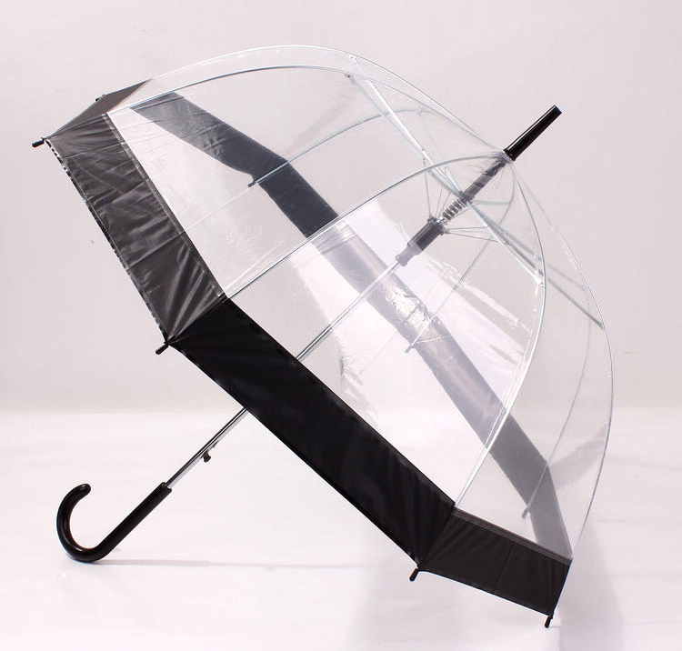 Hot sale Apollo Transparent Straight Women's Clear Mushroom Bubble Dome Umbrella With Colored Edges