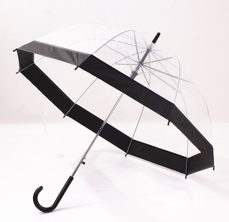 Hot sale Apollo Transparent Straight Women's Clear Mushroom Bubble Dome Umbrella With Colored Edges