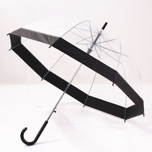 Hot sale Apollo Transparent Straight Women's Clear Mushroom Bubble Dome Umbrella With Colored Edges