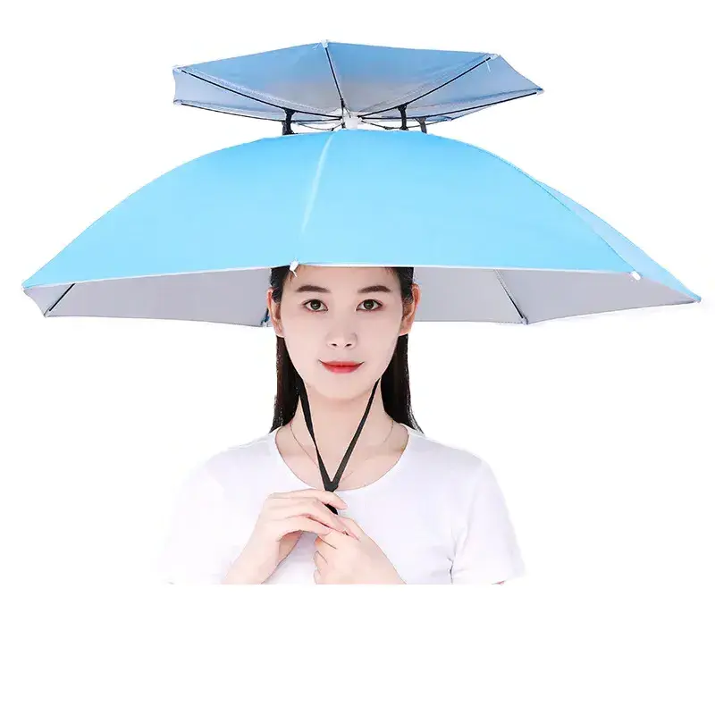 Outdoor anti-rain anti-sun Umbrella Hats New inventions for Customized Logo Promotional Parasol umbrella hat with fan