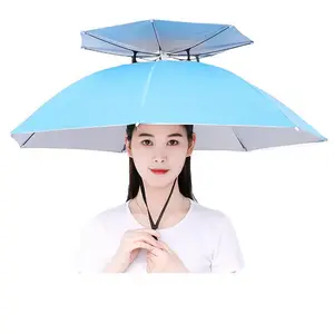 Outdoor anti-rain anti-sun Umbrella Hats New inventions for Customized Logo Promotional Parasol umbrella hat with fan