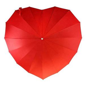 Unique Canopy heart wedding Parasol Sun and Rain Manual Fiberglass Long Straight Wedding Heart Shaped Umbrella for bride