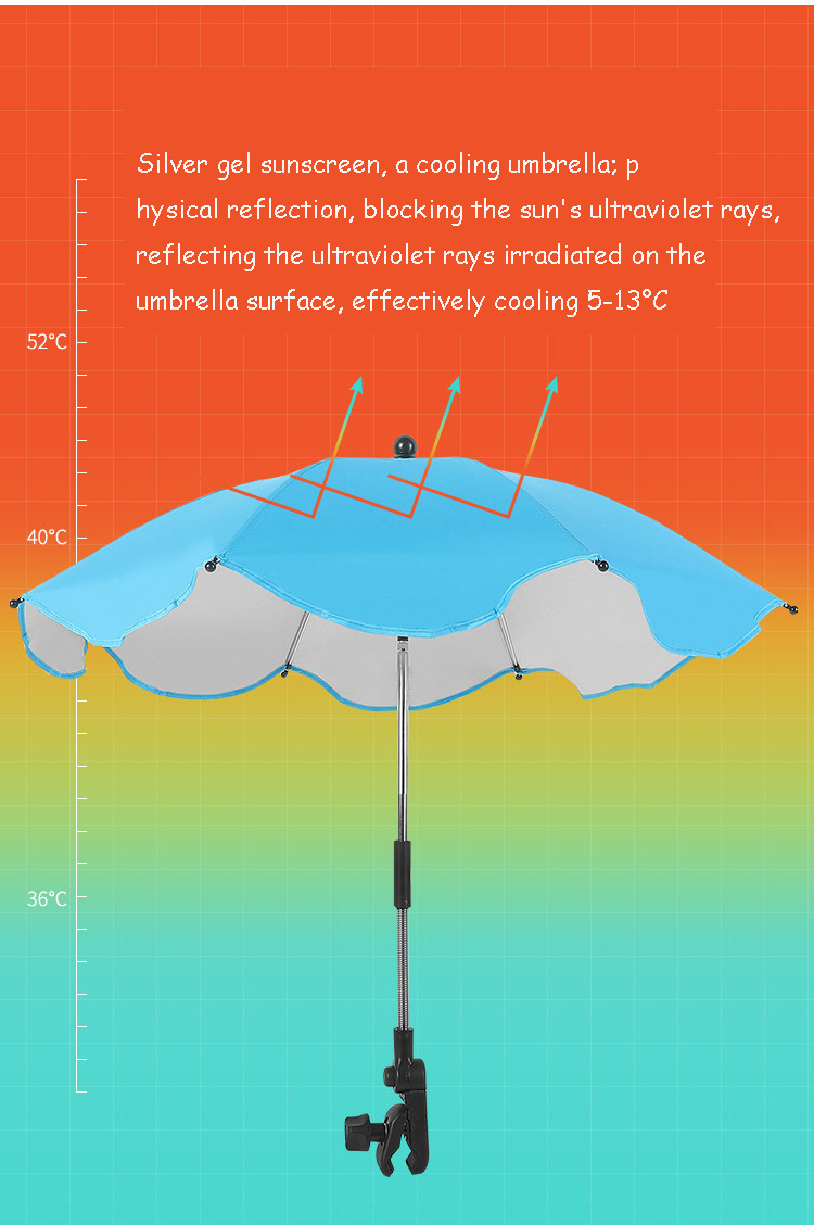 Rain Waterproof Windproof UV Protect Sunshade Clamp Handle Baby High quality Baby  Stroller Umbrella