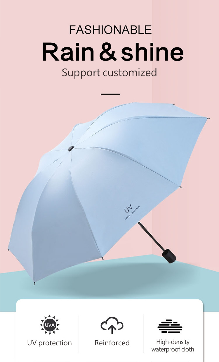 sombrillas cheap sunblock uv mini pocket sky blue automatic 3 three capsule sun uv mini waterproof uv folding umbrella with logo