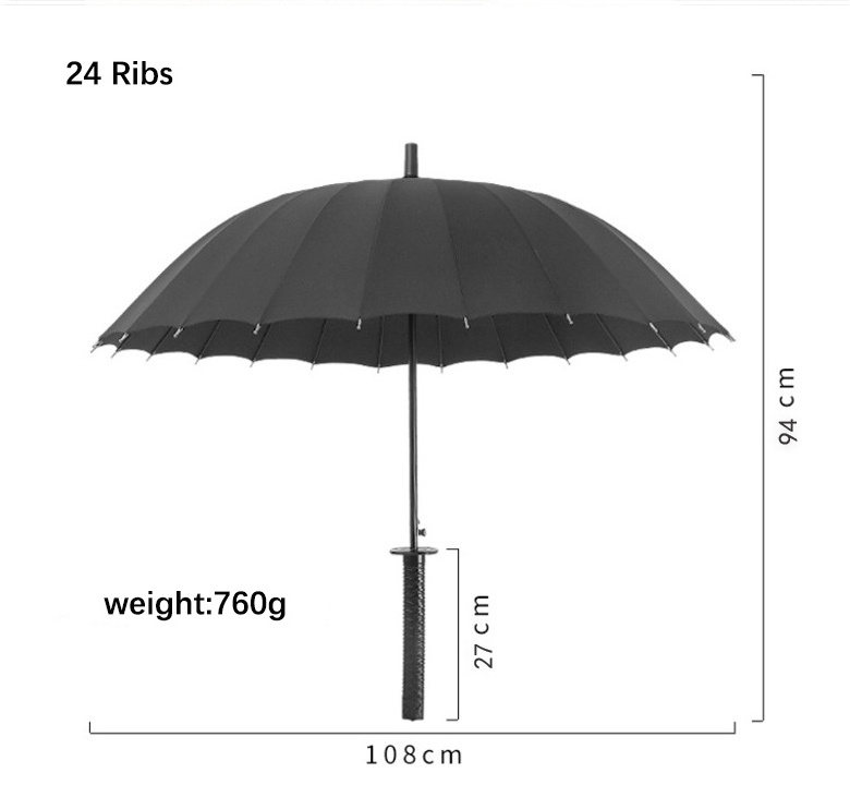 Stylish Black katana Japanese samurai Sword Katana Umbrella High Quality Custom Sunny & Rainy Long-handle Umbrella