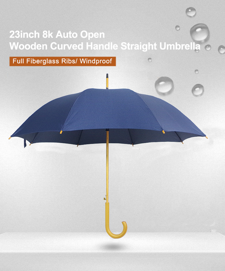 23inches strong 8K wooden handle pastel pure color no drip windproof pastel umbrellas for women long umbrella